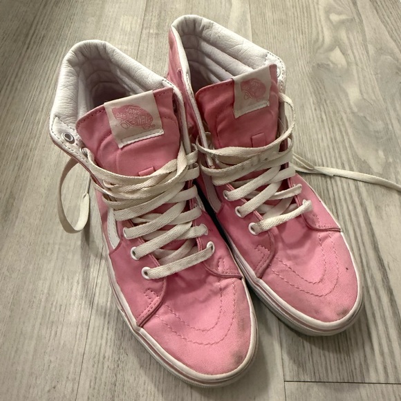 Vans Pink and White High-Top Sneakers - Picture 2 of 4